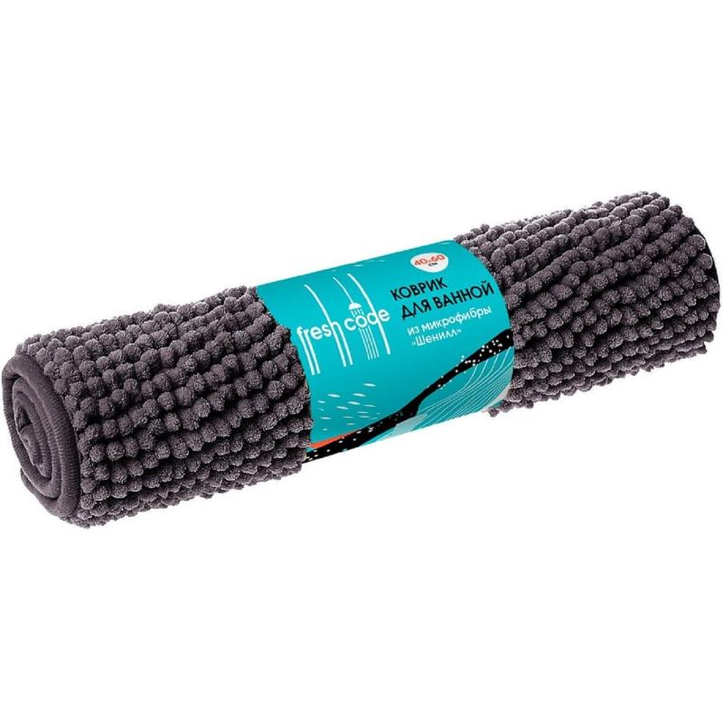 Коврик для ванной микрофибра 40х60см (в рулоне), Шенилл серый