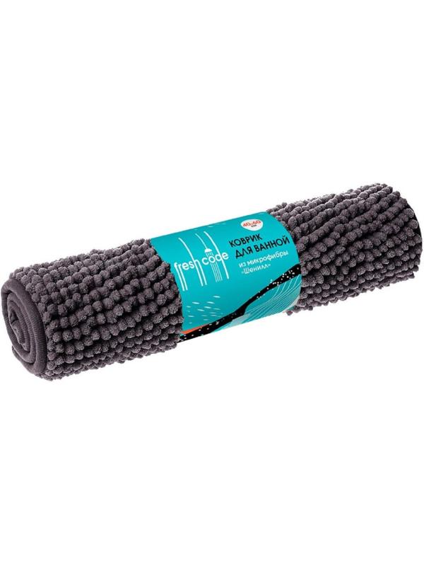 Коврик для ванной микрофибра 40х60см (в рулоне), Шенилл серый