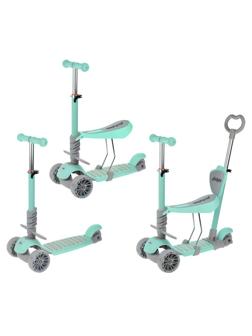 Самокат Moby Kids Pony 3 в 1, колёса PU со светом, мятный