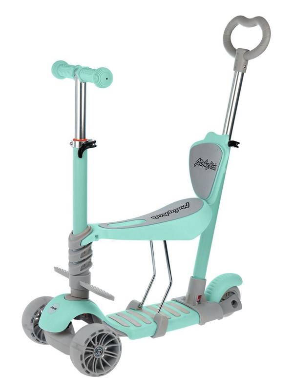 Самокат Moby Kids Pony 3 в 1, колёса PU со светом, мятный
