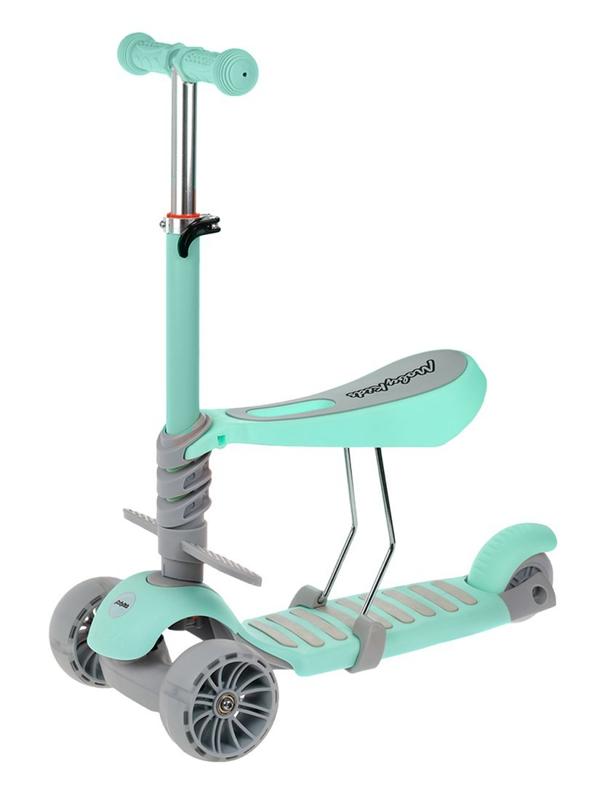 Самокат Moby Kids Pony 3 в 1, колёса PU со светом, мятный
