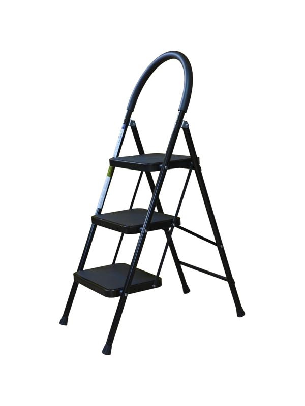 Стремянка Алюмет с широкими ступенями стальная, 3 ступени МСН203