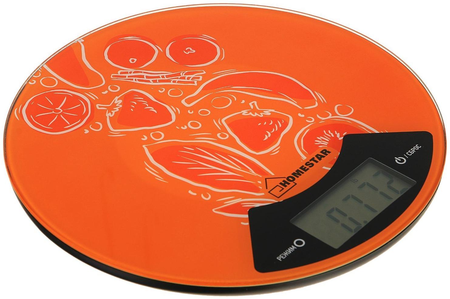Весы кухонные HOMESTAR HS-3007, электронные, до 7 кг, оранжевые