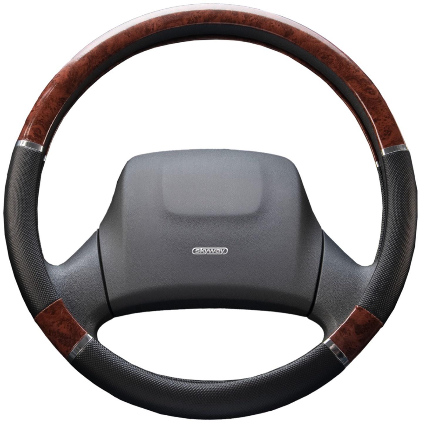 Оплетка Skyway Wood-8, размер L, экокожа, черно-коричневый, S01102027