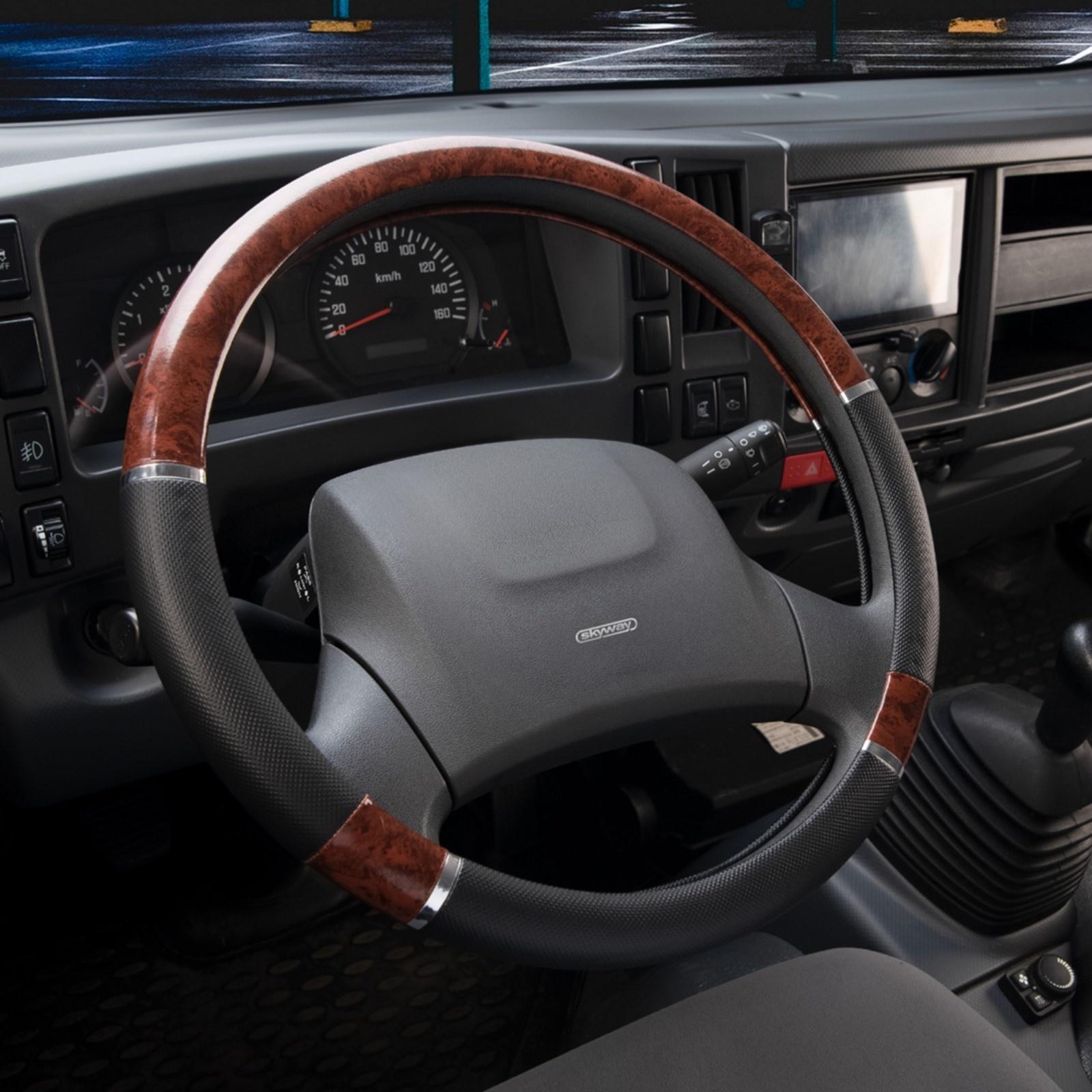 Оплетка Skyway Wood-8, размер L, экокожа, черно-коричневый, S01102027