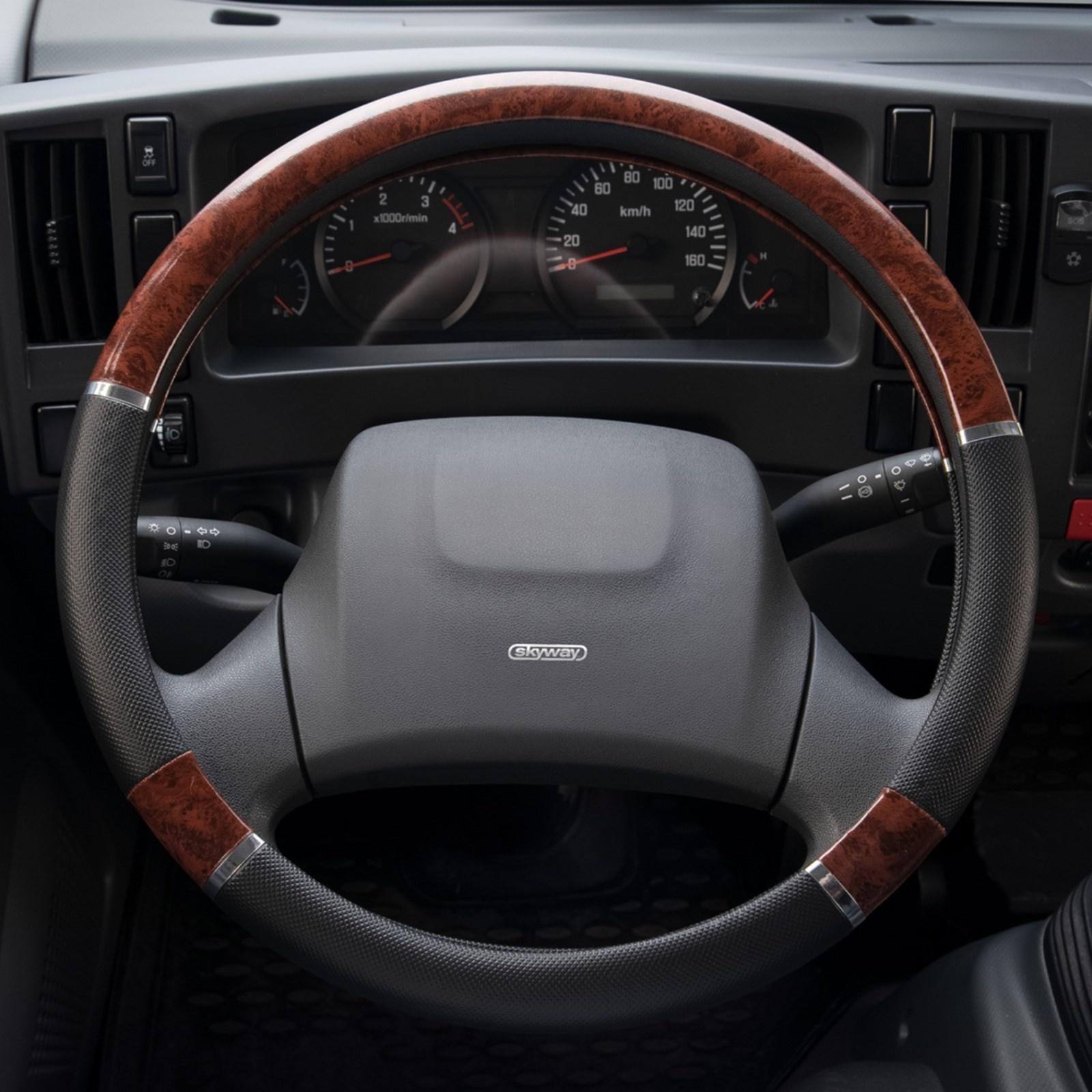 Оплетка Skyway Wood-8, размер L, экокожа, черно-коричневый, S01102027