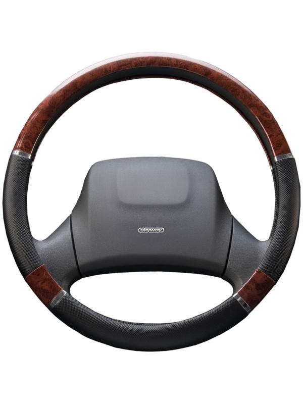 Оплетка Skyway Wood-8, размер L, экокожа, черно-коричневый, S01102027