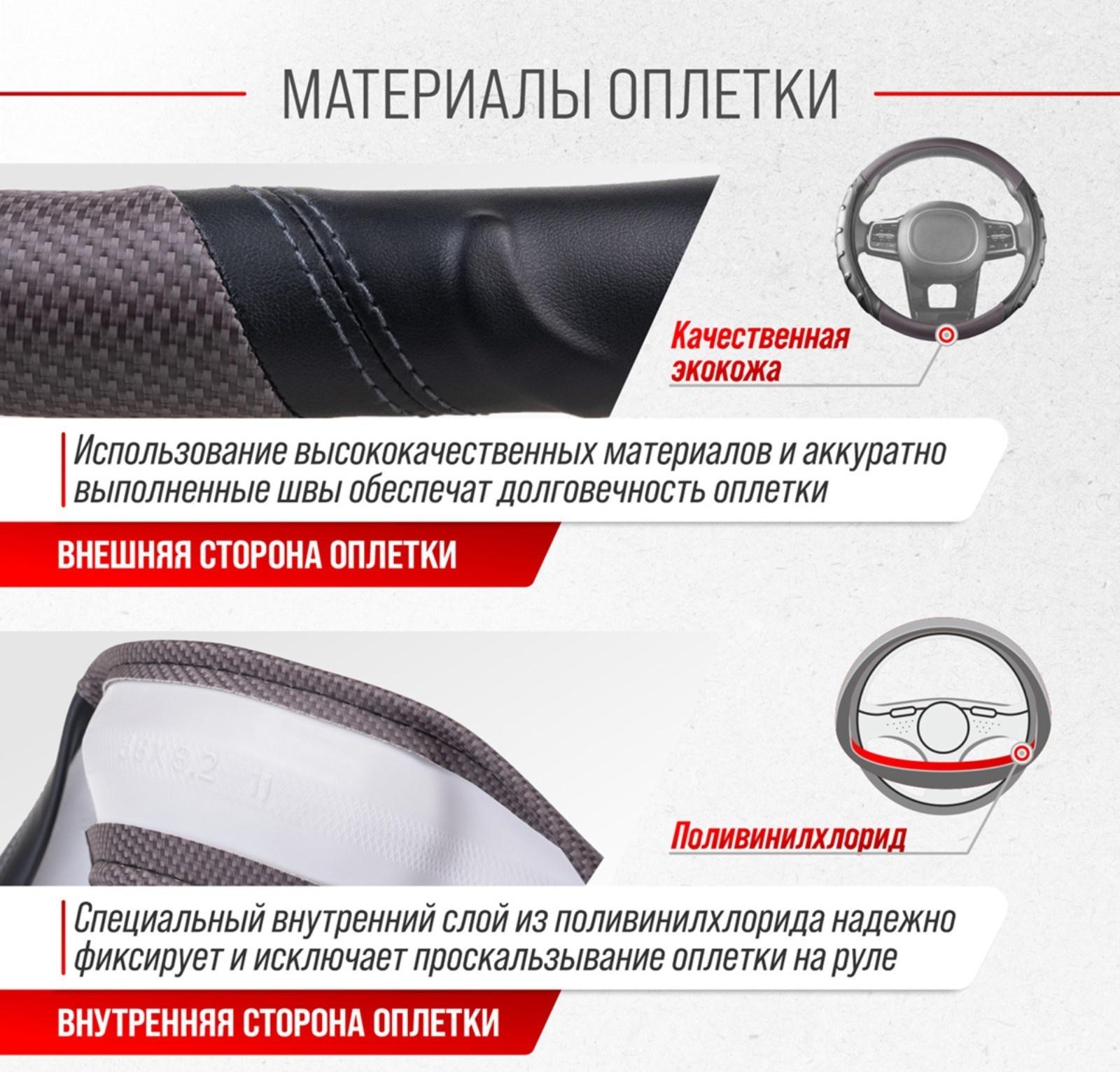 Оплетка Skyway Carbon-2 M, черно-серая экокожа