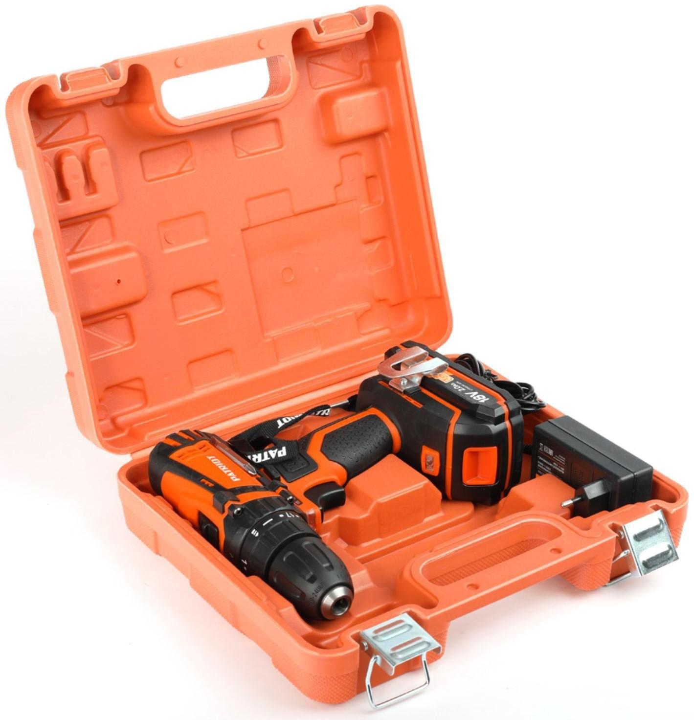 Дрель-шуруповерт аккумуляторная PATRIOT BR183UES, 18 В, Li-Ion, 1х2 Ач, 29 Нм, 1350 об/мин