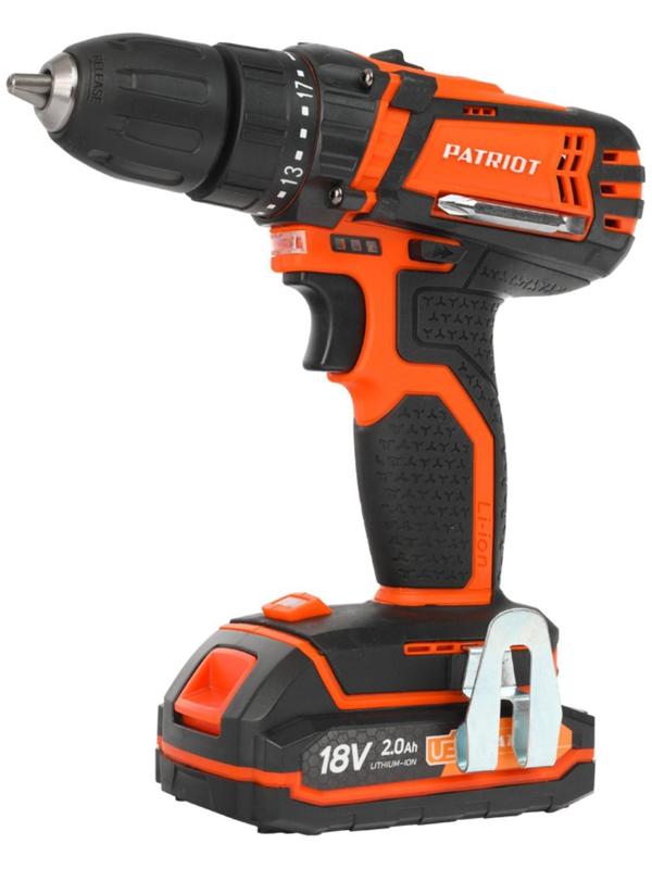 Дрель-шуруповерт аккумуляторная PATRIOT BR183UES, 18 В, Li-Ion, 1х2 Ач, 29 Нм, 1350 об/мин