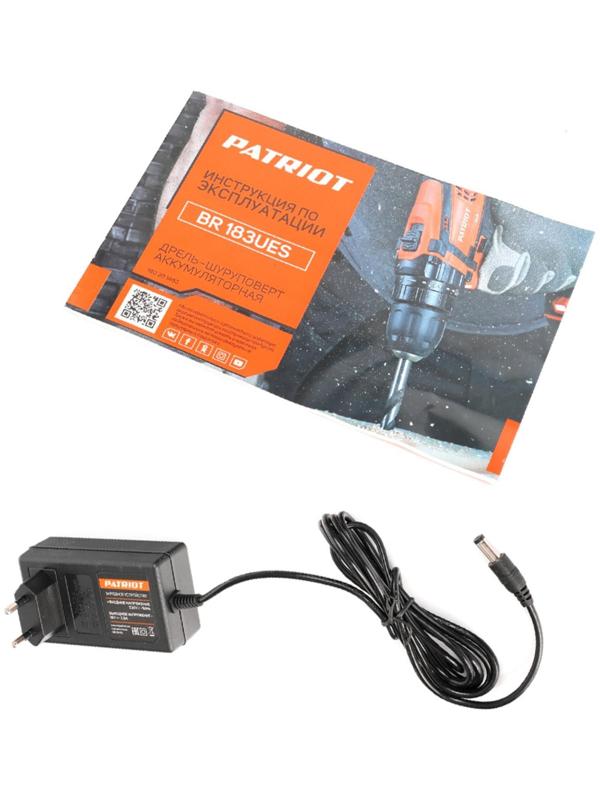 Дрель-шуруповерт аккумуляторная PATRIOT BR183UES, 18 В, Li-Ion, 1х2 Ач, 29 Нм, 1350 об/мин