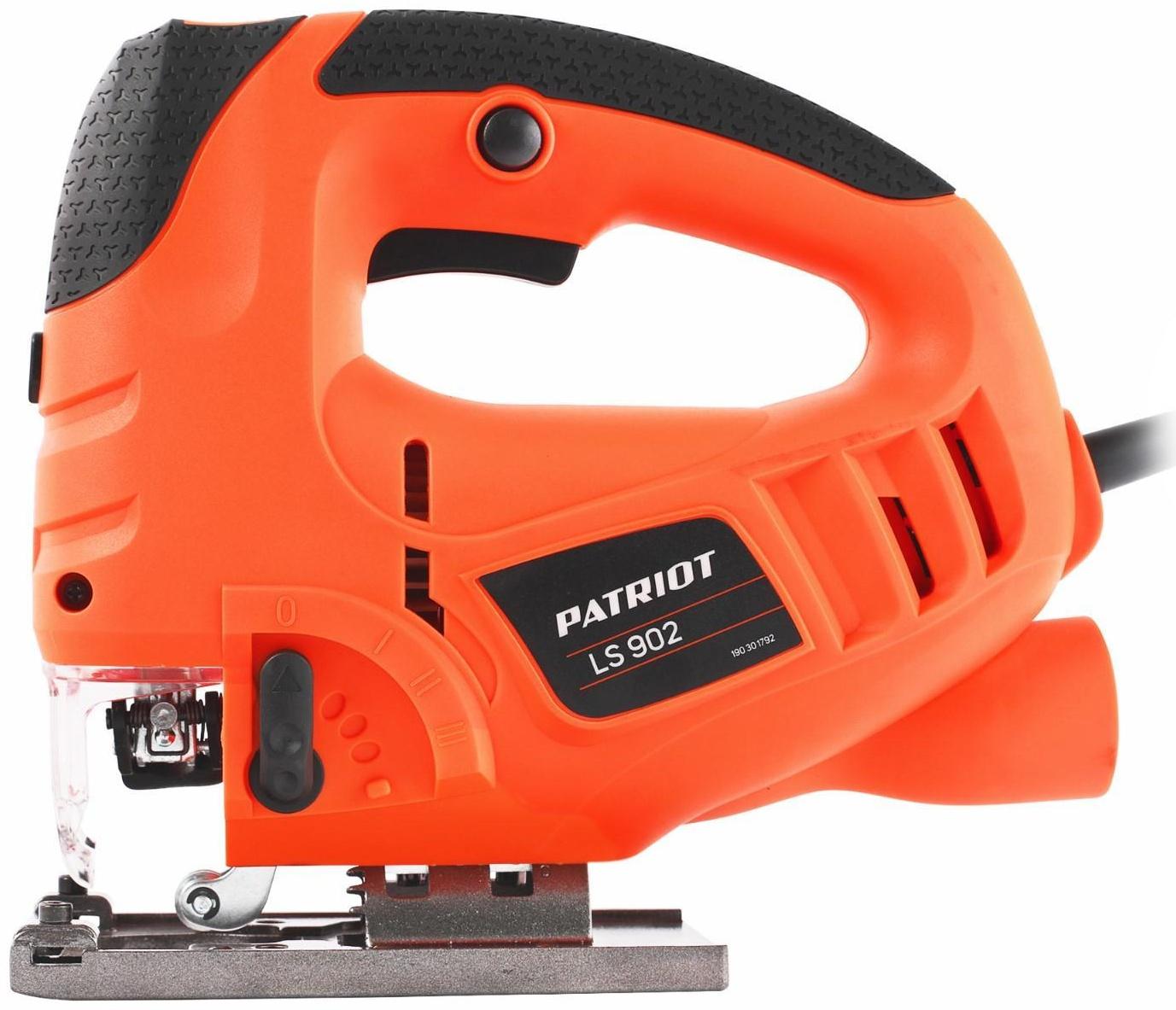 Лобзик PATRIOT LS902, 800 Вт, 800-3000 ход/мин, пропил 100 мм, кейс, литая платформа