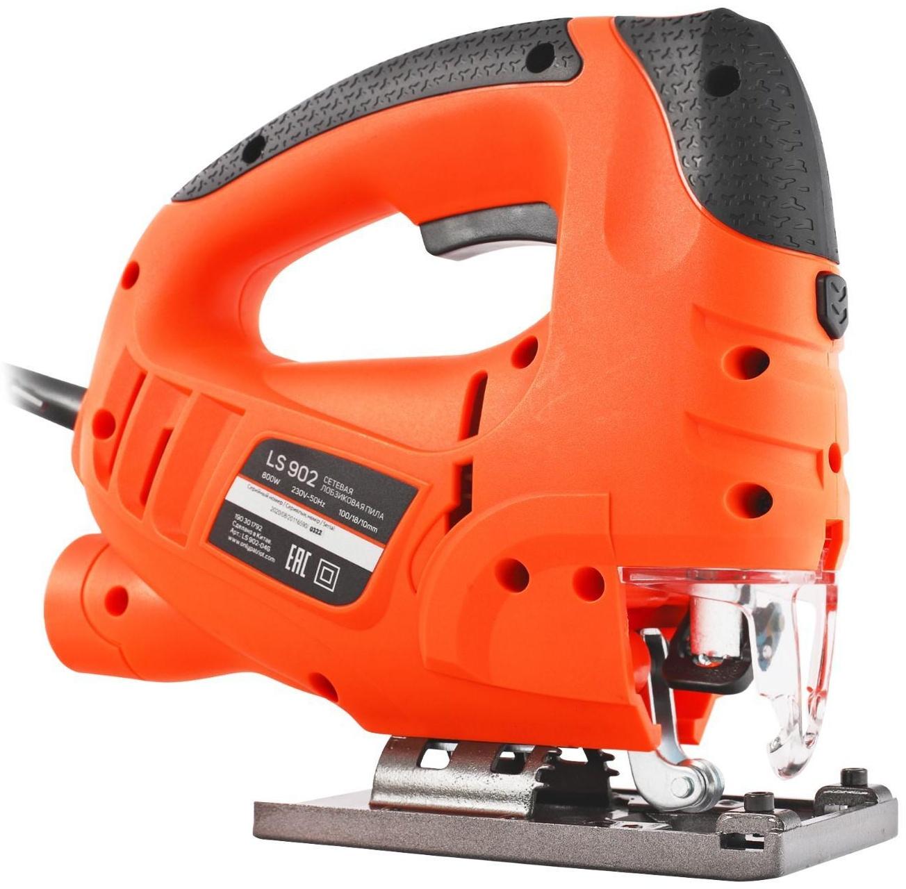 Лобзик PATRIOT LS902, 800 Вт, 800-3000 ход/мин, пропил 100 мм, кейс, литая платформа