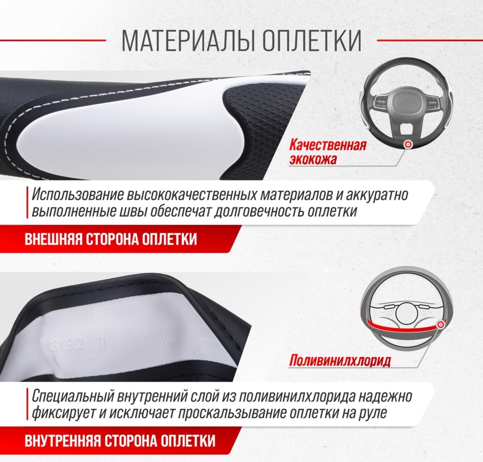 Оплетка SKYWAY, экокожа, Combo-13 M, черно-белая, S01102475