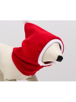 Шапочка новогодняя, флис, XS-S (ОМ 22-26, высота 20 см), бело-красная