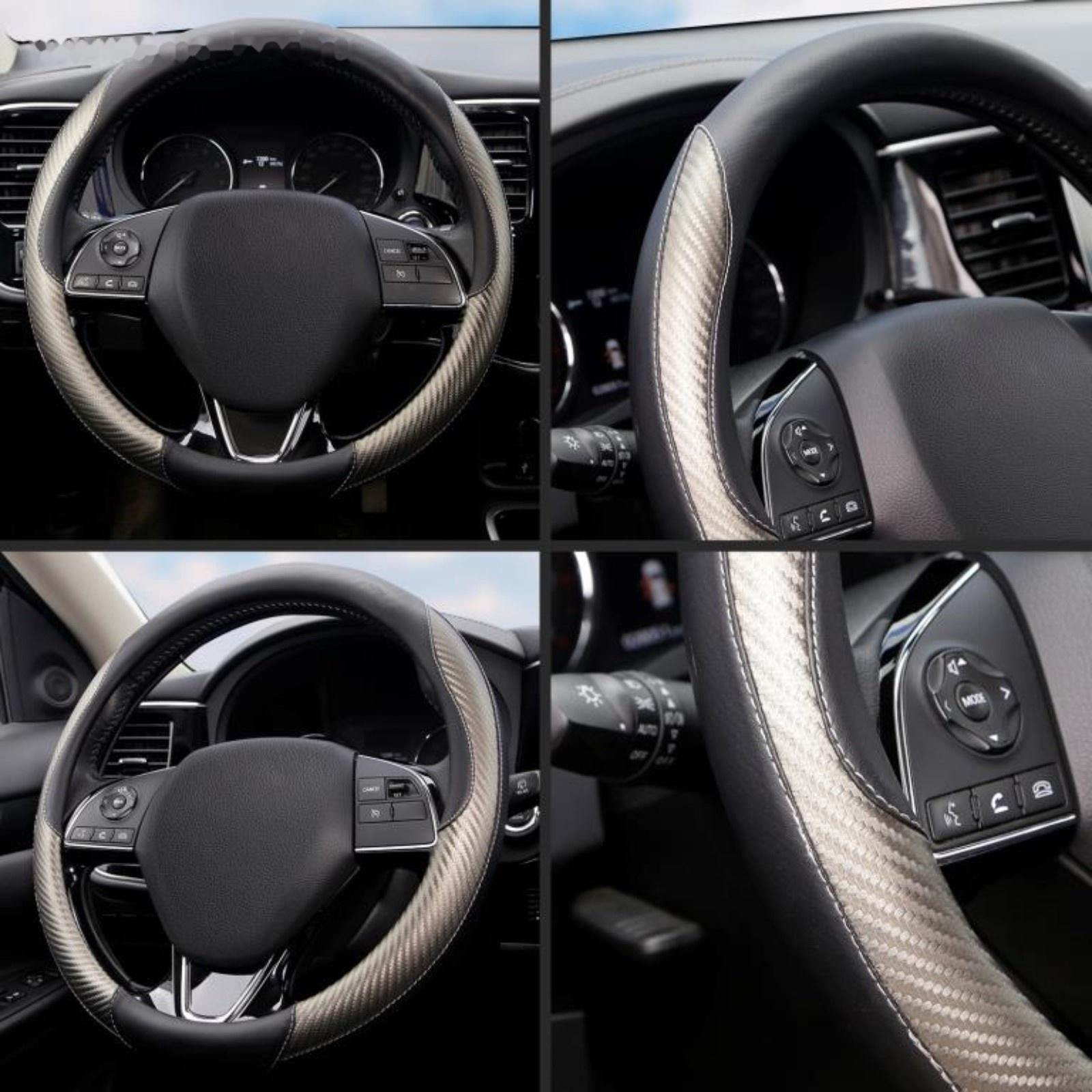 Оплетка AZARD RACE, экокожа, вставки карбон, прострочка серая, р-р M, черный