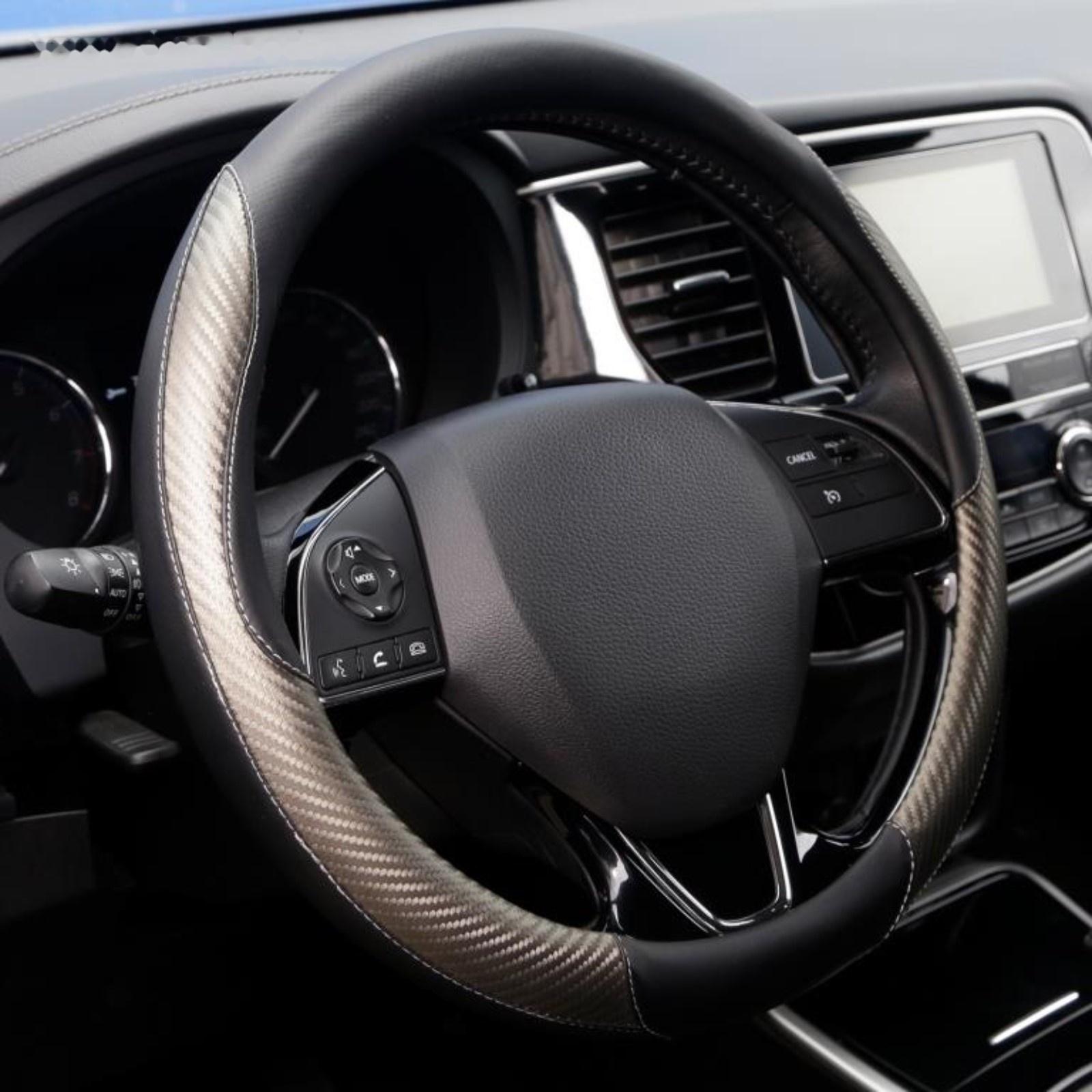 Оплетка AZARD RACE, экокожа, вставки карбон, прострочка серая, р-р M, черный