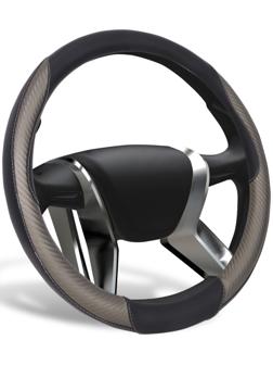 Оплетка AZARD RACE, экокожа, вставки карбон, прострочка серая, р-р M, черный