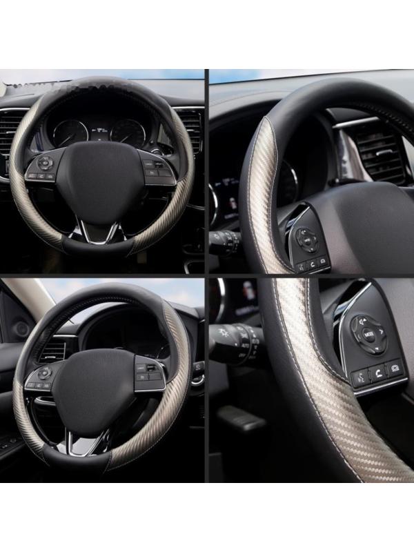 Оплетка AZARD RACE, экокожа, вставки карбон, прострочка серая, р-р M, черный