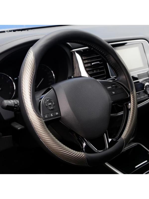 Оплетка AZARD RACE, экокожа, вставки карбон, прострочка серая, р-р M, черный