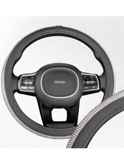 Оплетка SKYWAY, Crystal-2 M, черная экокожа, серебряные стразы