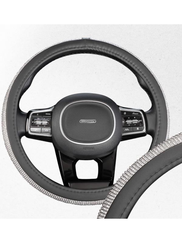 Оплетка SKYWAY, Crystal-2 M, черная экокожа, серебряные стразы