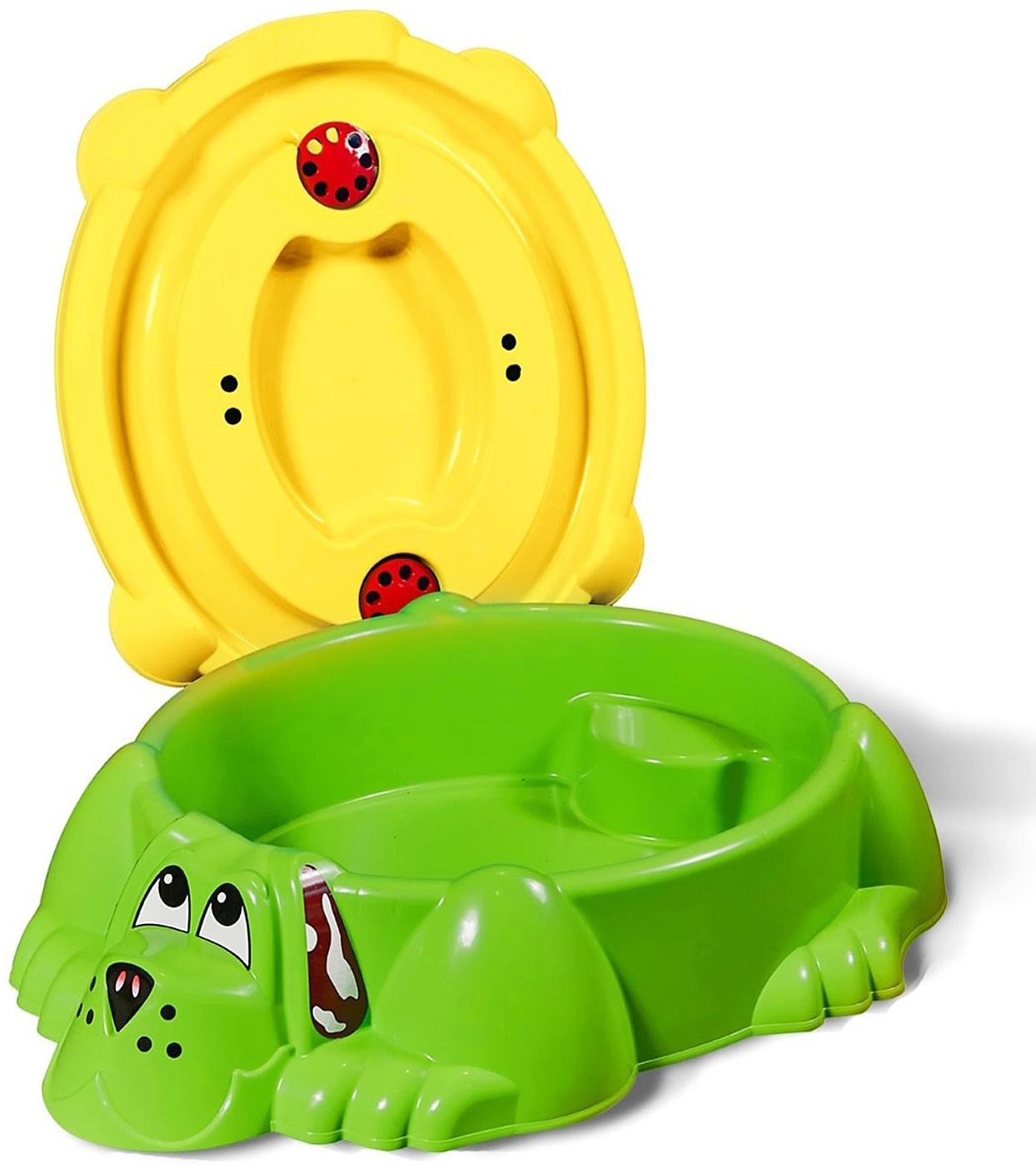 Песочница с крышкой «Собачка», цвет зелено-жёлтый