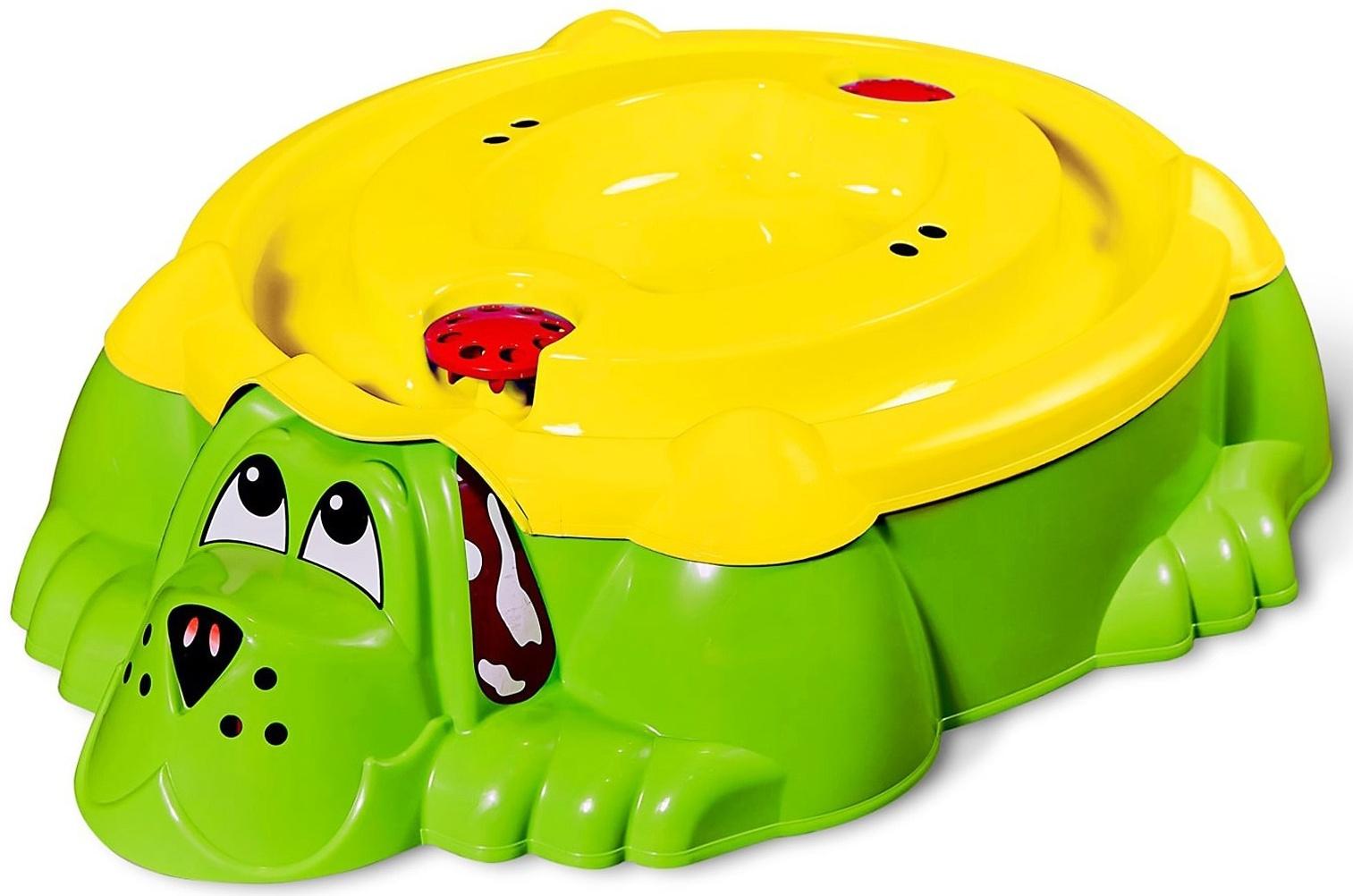 Песочница с крышкой «Собачка», цвет зелено-жёлтый