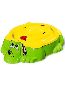 Песочница с крышкой «Собачка», цвет зелено-жёлтый
