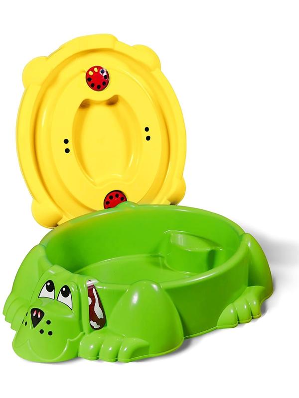 Песочница с крышкой «Собачка», цвет зелено-жёлтый