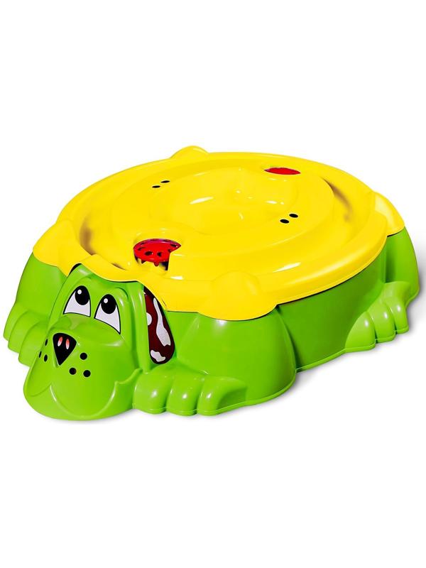 Песочница с крышкой «Собачка», цвет зелено-жёлтый