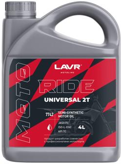 Моторное масло LAVR MOTO RIDE UNIVERSAL 2Т FC, 4 л