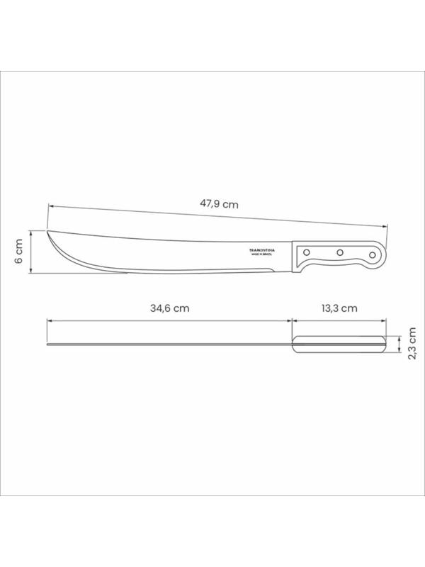 Мачете садовое, длина 48 см, сталь, для рубки кустарника, Tramontina