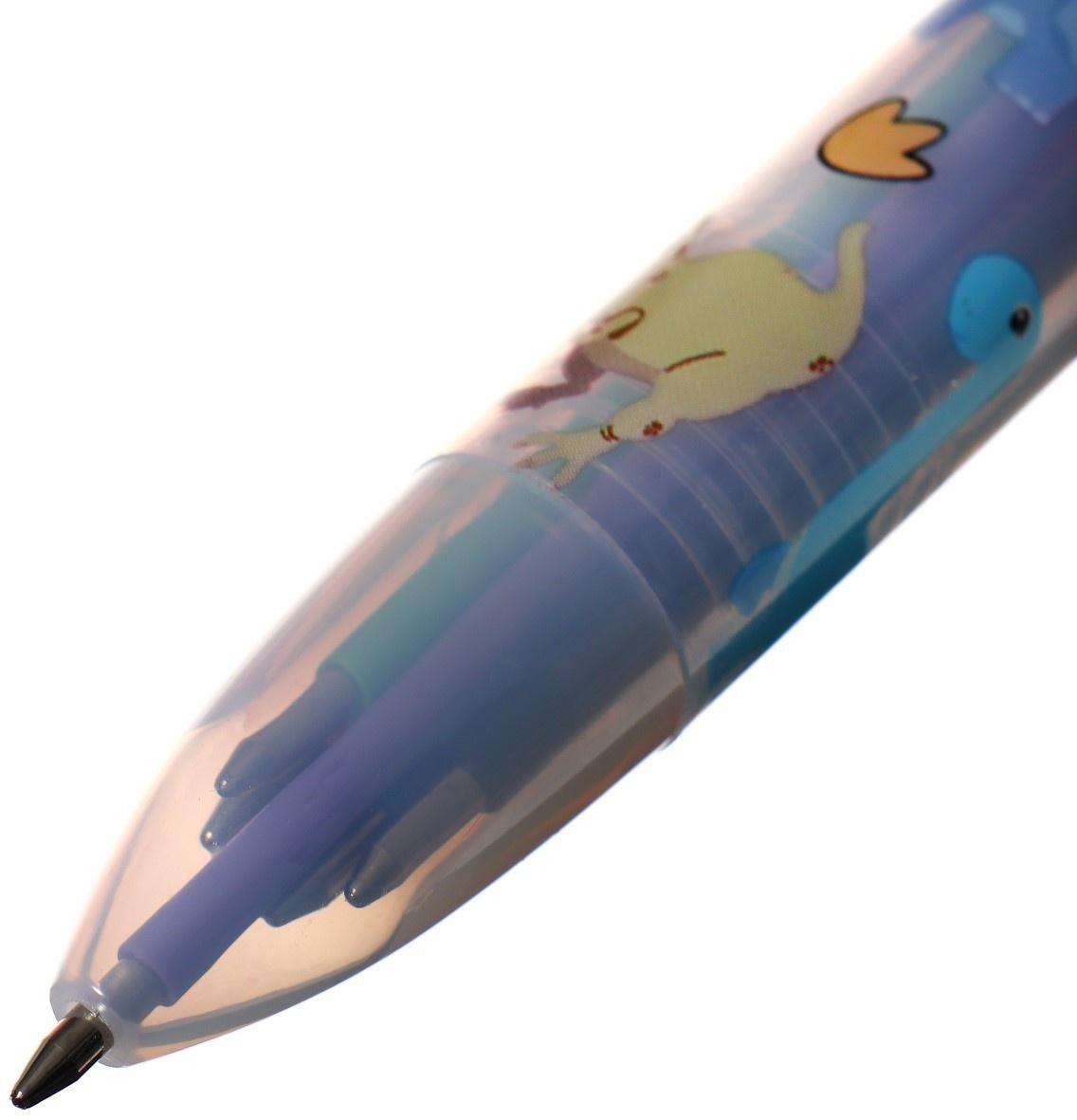 Ручка шариковая автоматическая, 6-ти цветная, Дракон МИКС