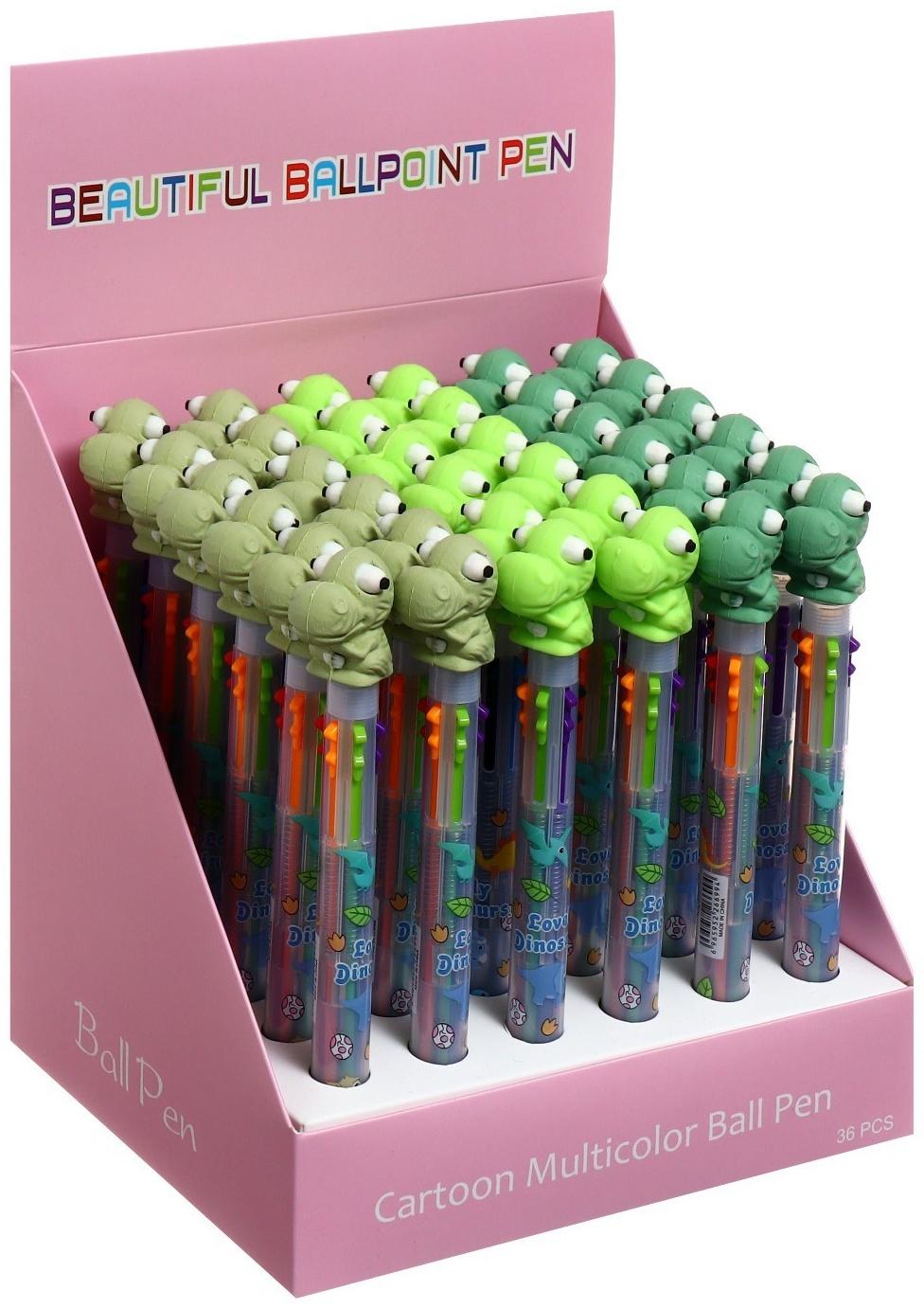 Ручка шариковая автоматическая, 6-ти цветная, Дракон МИКС