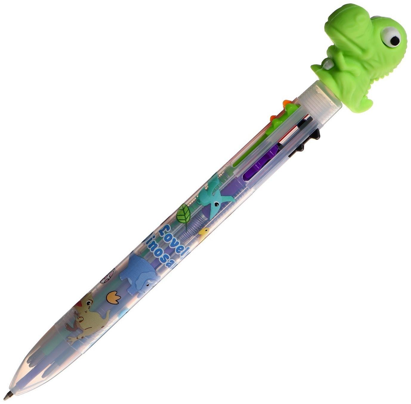 Ручка шариковая автоматическая, 6-ти цветная, Дракон МИКС