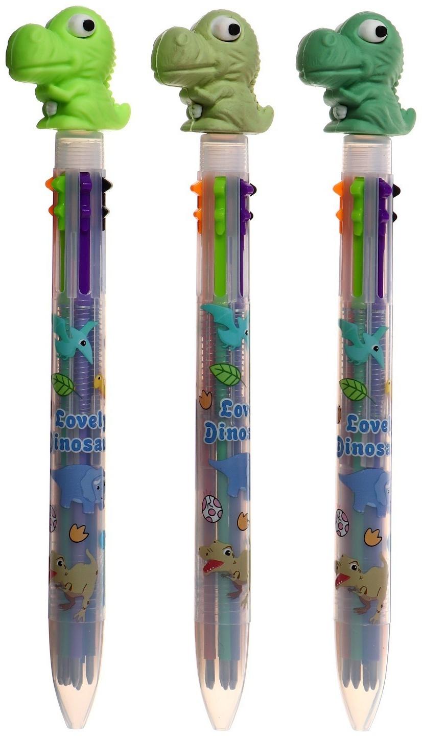 Ручка шариковая автоматическая, 6-ти цветная, Дракон МИКС