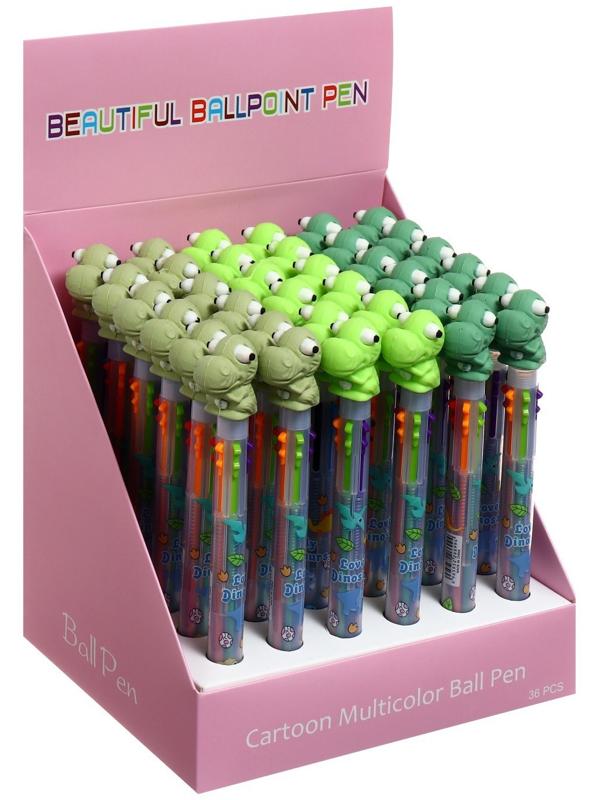 Ручка шариковая автоматическая, 6-ти цветная, Дракон МИКС