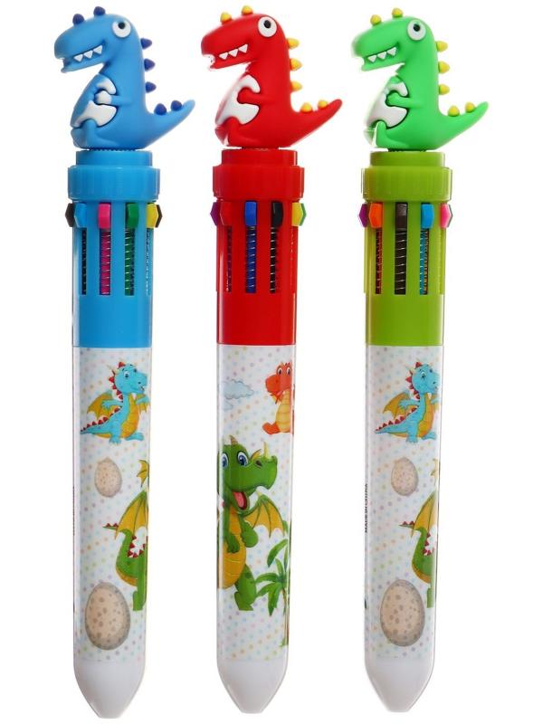 Ручка шариковая автоматическая, 10-ти цветная, Дракон МИКС