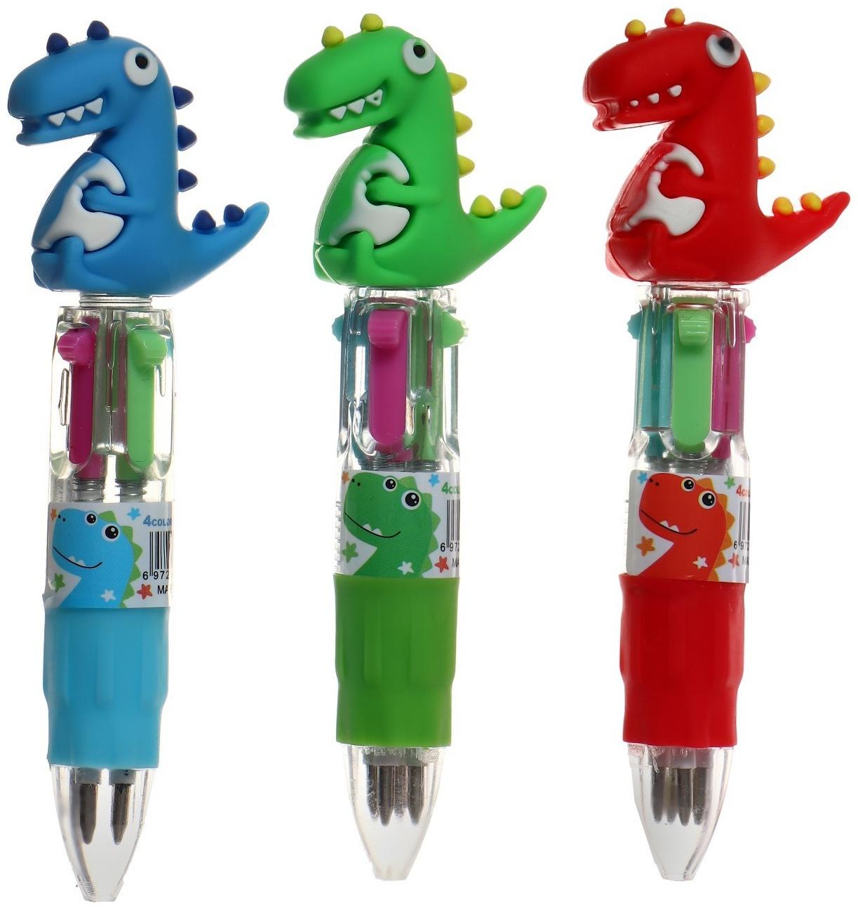 Ручка шариковая автоматическая МИНИ, 4-х цветная, Дракон МИКС