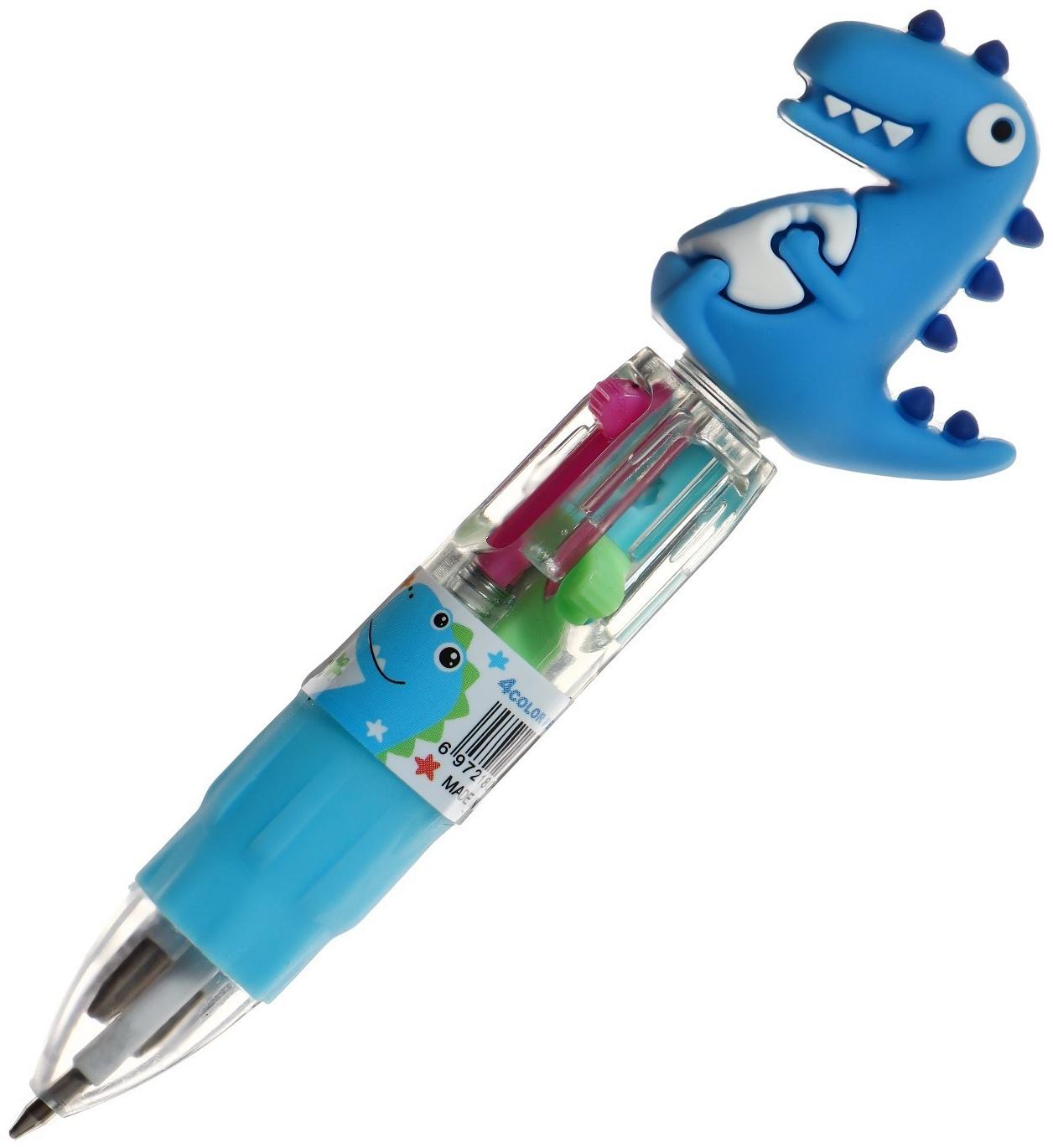 Ручка шариковая автоматическая МИНИ, 4-х цветная, Дракон МИКС