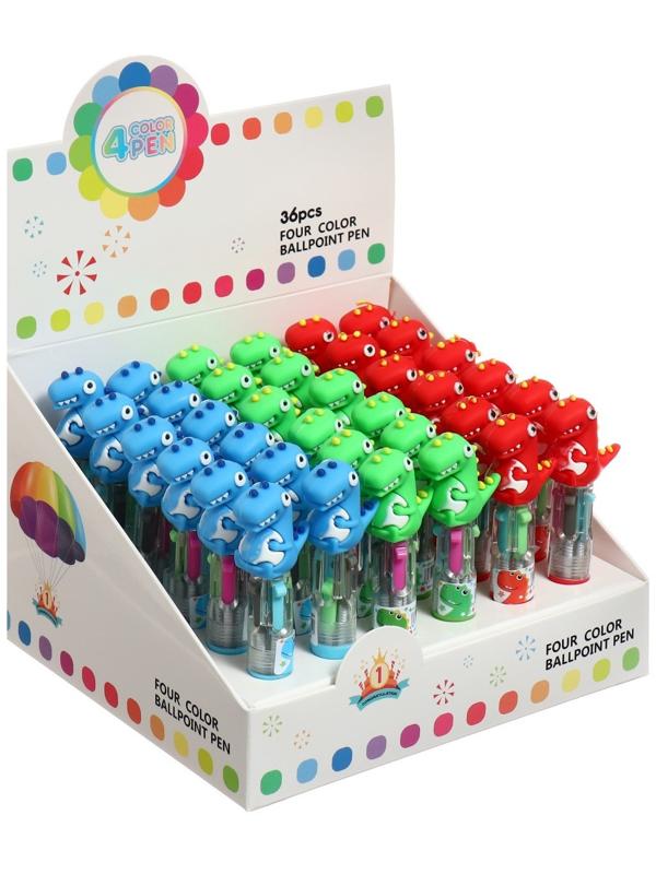 Ручка шариковая автоматическая МИНИ, 4-х цветная, Дракон МИКС