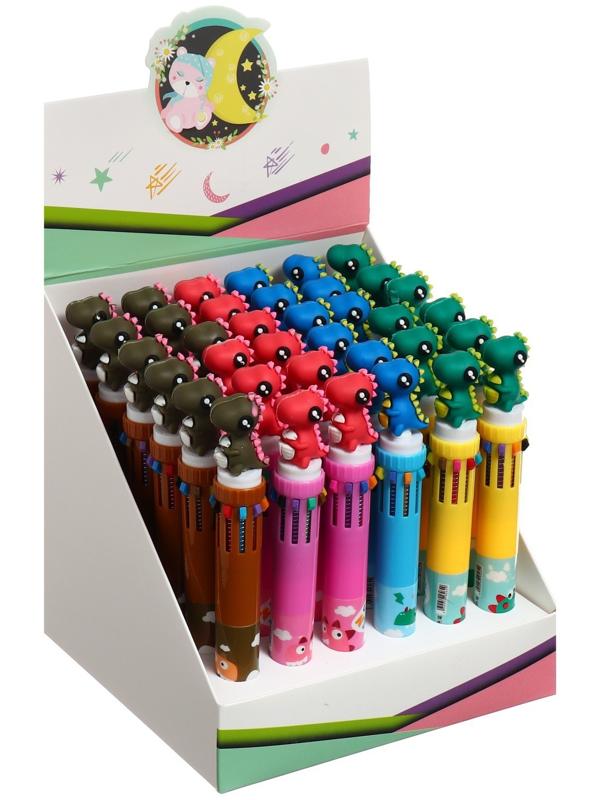 Ручка шариковая автоматическая, 10-ти цветная, Дракон МИКС