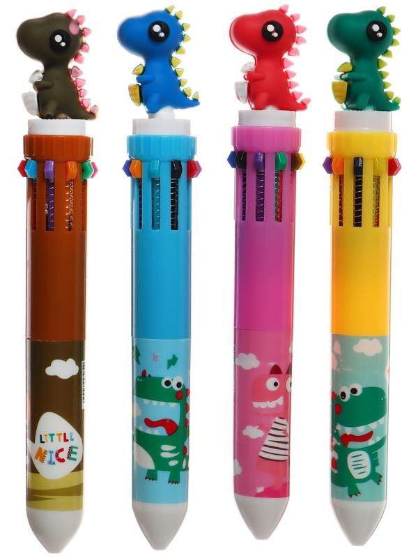 Ручка шариковая автоматическая, 10-ти цветная, Дракон МИКС