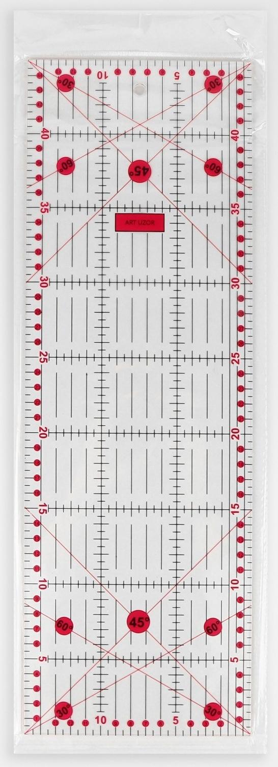 Линейка для квилтинга и пэчворка, 45 × 15 см, толщина 3 мм, цвет прозрачный/розовый