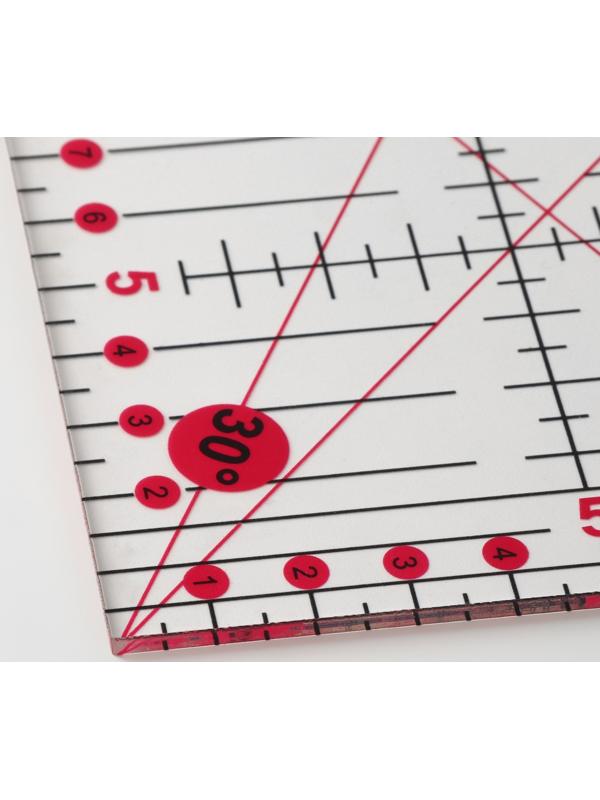 Линейка для квилтинга и пэчворка, 45 × 15 см, толщина 3 мм, цвет прозрачный/розовый