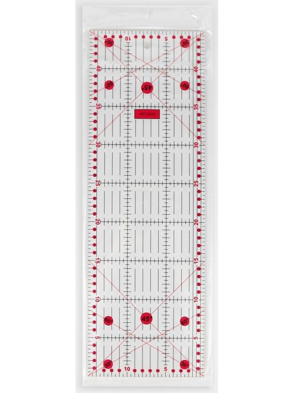 Линейка для квилтинга и пэчворка, 45 × 15 см, толщина 3 мм, цвет прозрачный/розовый