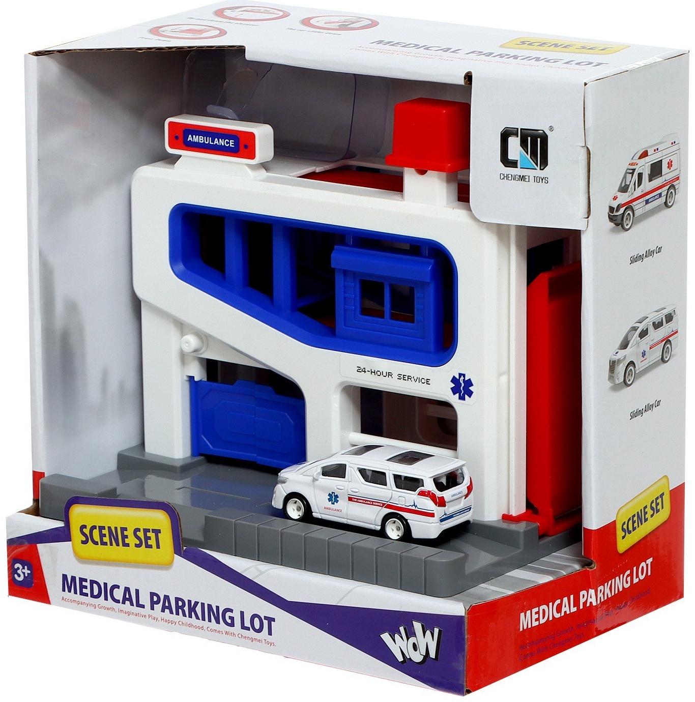 Парковка «Скорая», подъёмный механизм, 1 машинка в комплекте, МИКС
