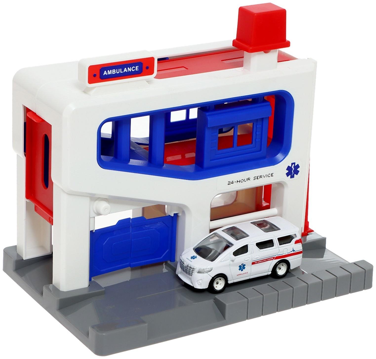 Парковка «Скорая», подъёмный механизм, 1 машинка в комплекте, МИКС