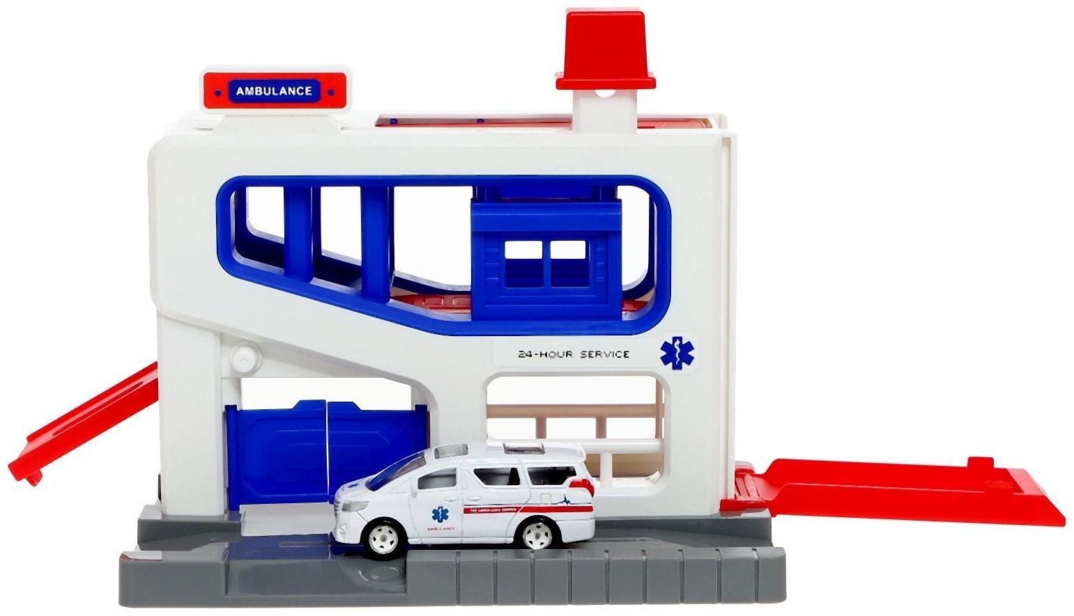 Парковка «Скорая», подъёмный механизм, 1 машинка в комплекте, МИКС